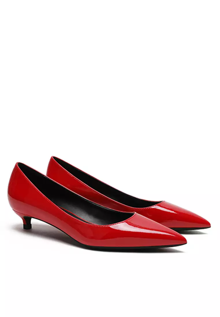 3CM Patent Pointed Kitten Heels Pumps HZL130