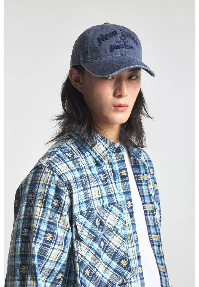 【MLB】 Varsity Lettering Washed Unstructured Ball Cap Varsity Lettering Logo Color-Block Unstructured Ball Cap