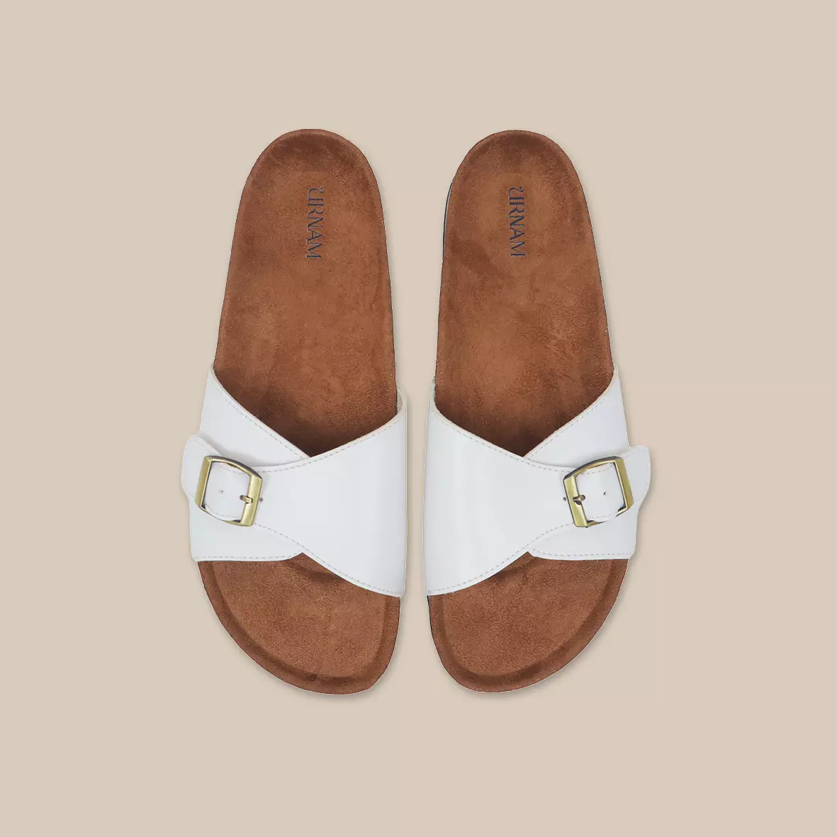 Urnam Sandal Slop Wanita Flat  Kasual Nyaman - White