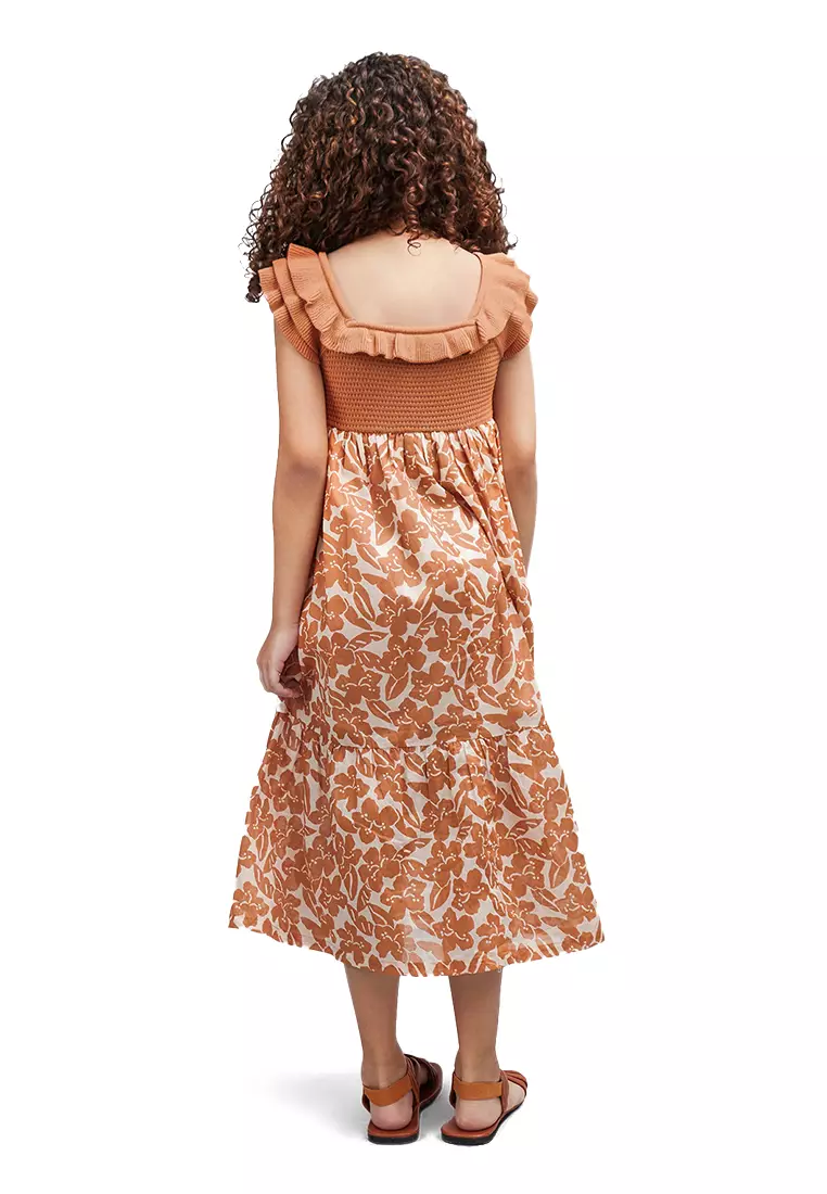 Girls Floral Printed Maxi Dress - Georgette Fit And Flare Party Dress