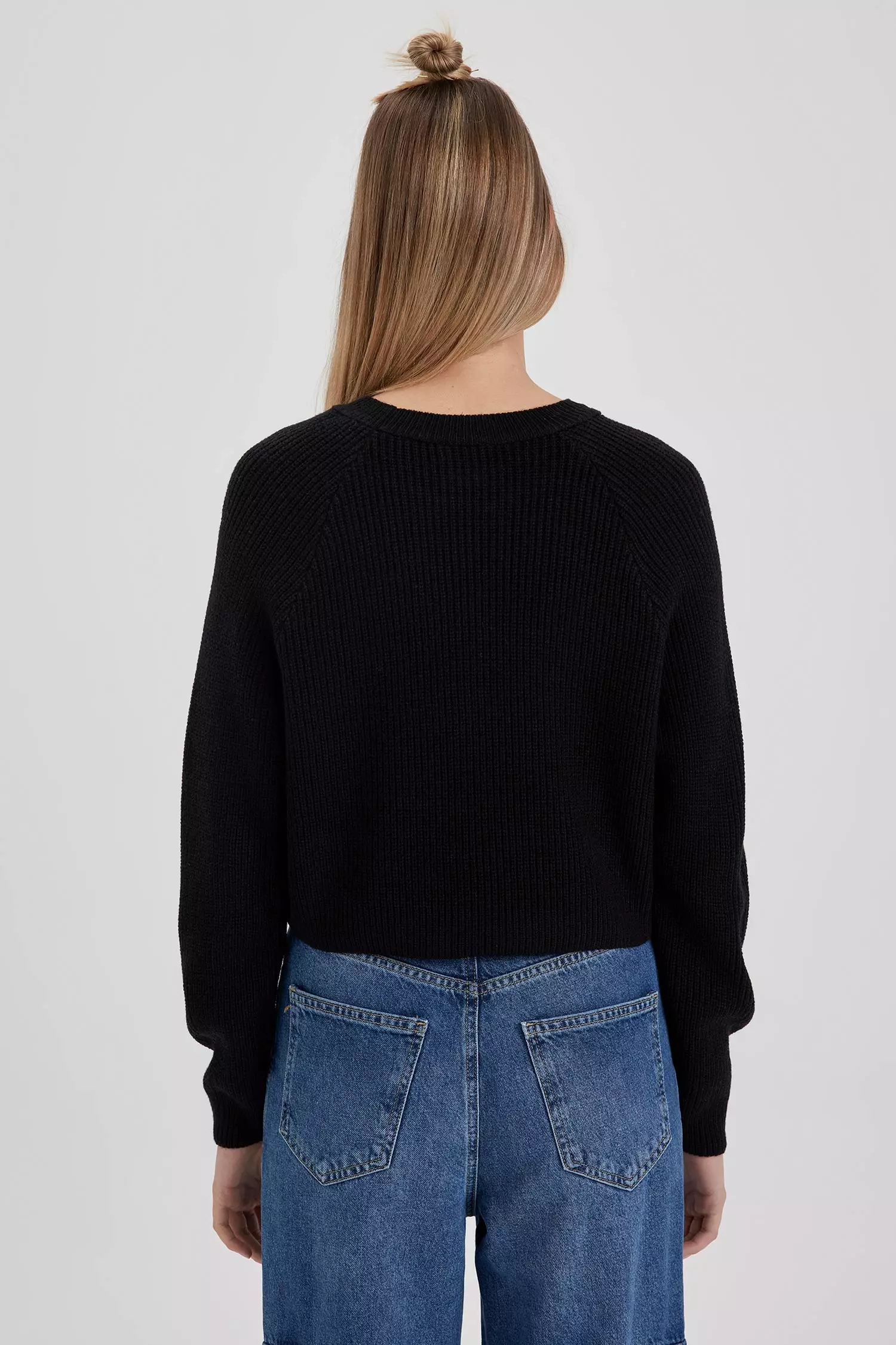 Crew neck knitted pullover, Black