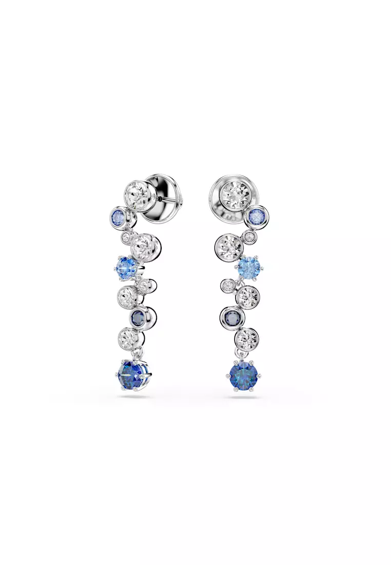 Constella drop earrings, Mixed cuts, Blue, Rhodium plated