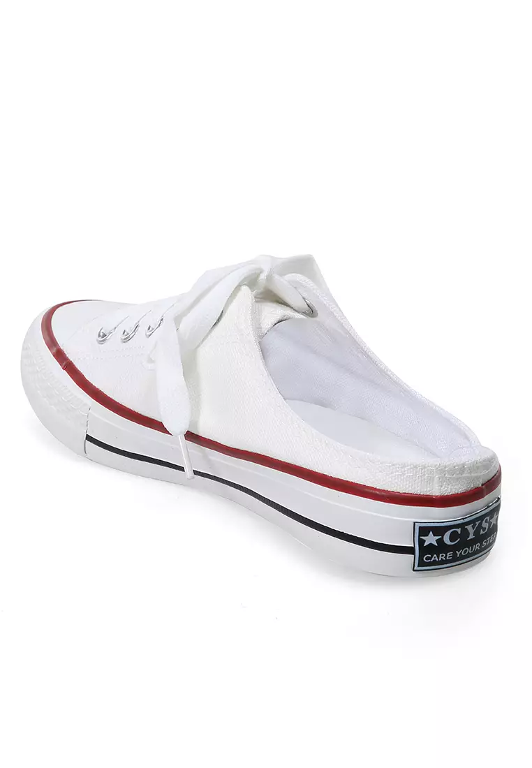 Sneakers Slip On Casual Pria Wanita Tali Ikat Comfortable - White
