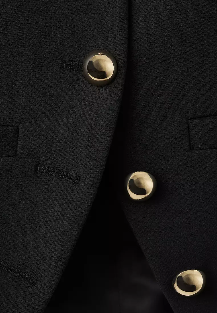 Button Strip Collar Jacket
