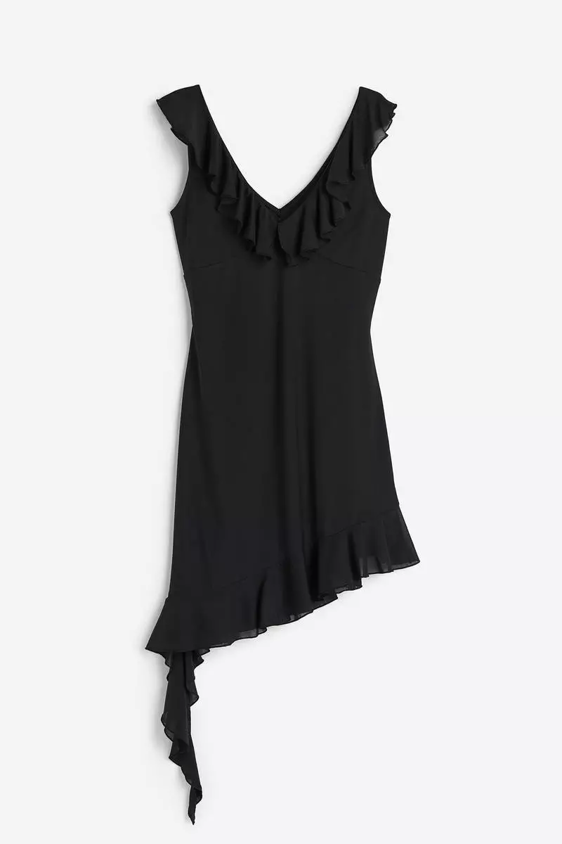 Flounce-trimmed mesh dress