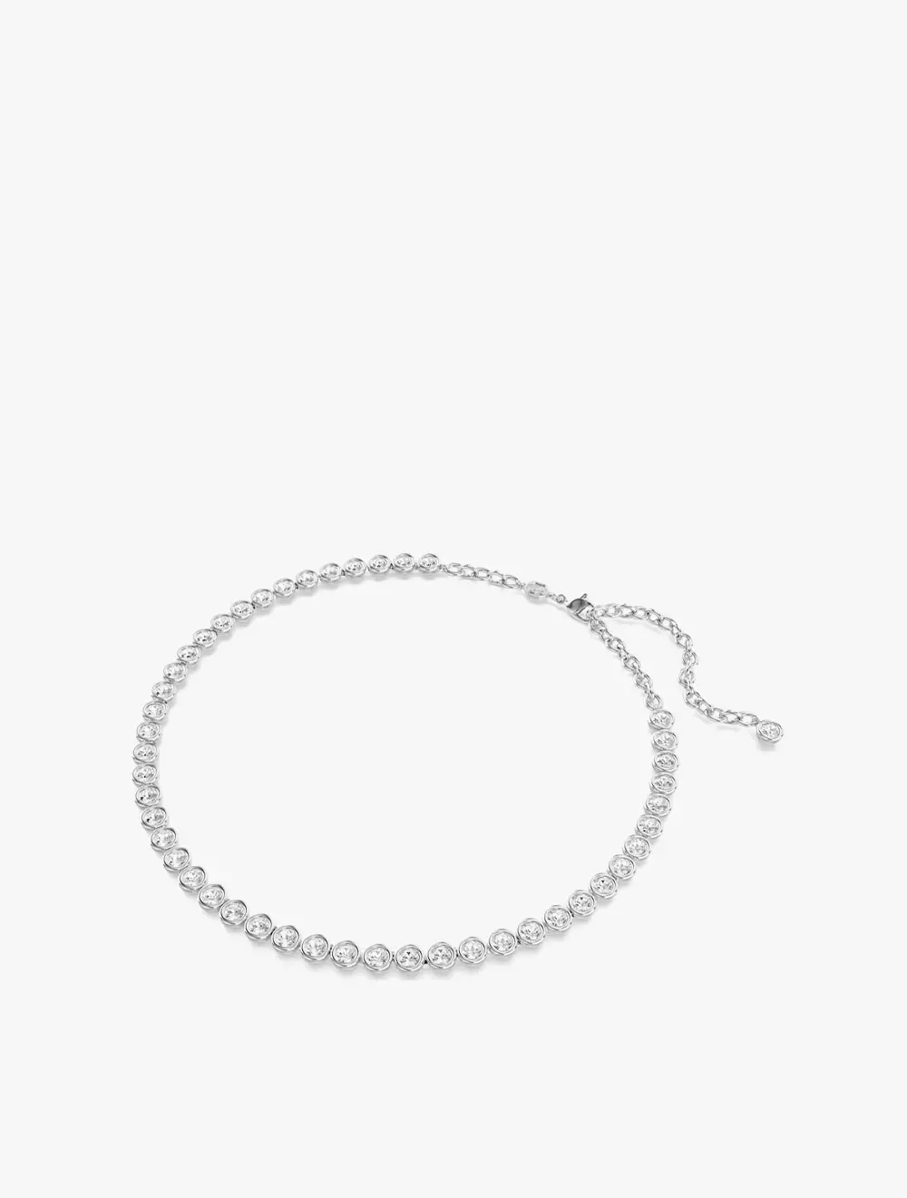 Imber Tennis Necklace, Round Cut, White, Rhodium Plated - White