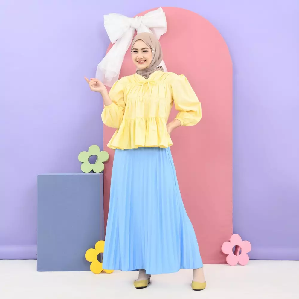 Liora Rubber Blouse - Soft Yellow M19499 R75S5