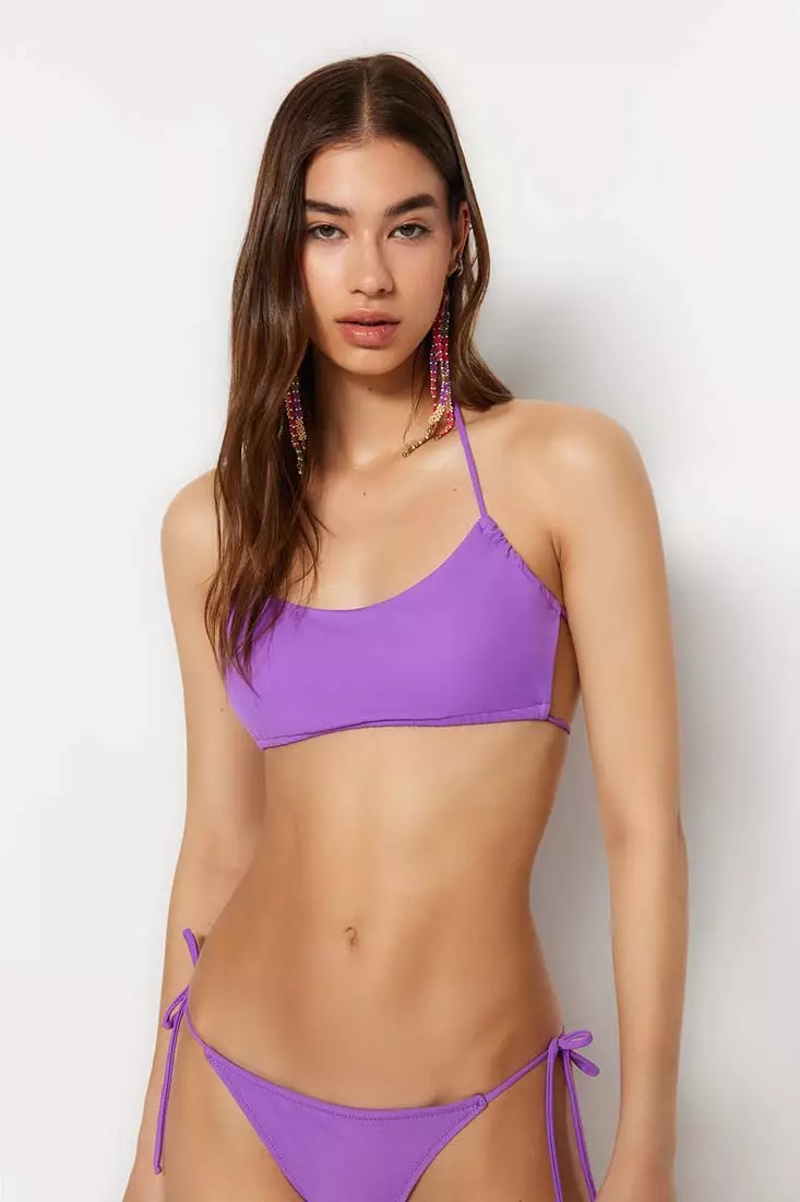 Purple strapless bikini top