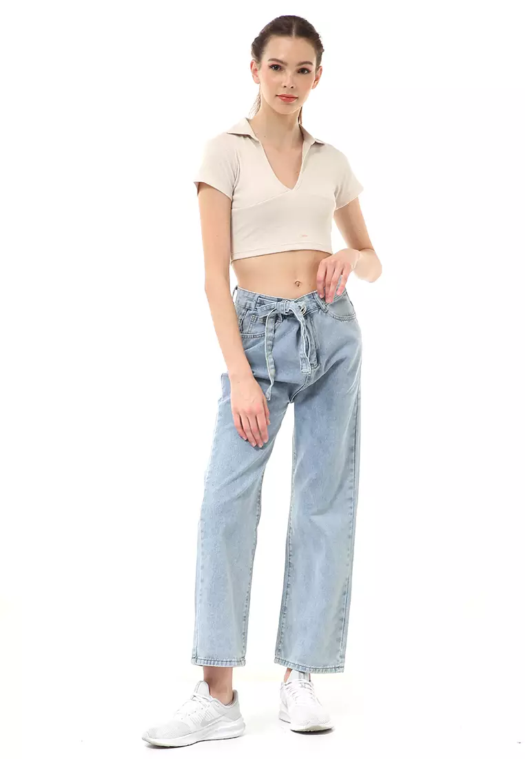 Cerise Crop Top Kaos Pendek Wanita T-Shirt Short Sleeve Plain Motive Material Cotton ORIGINAL - Beige