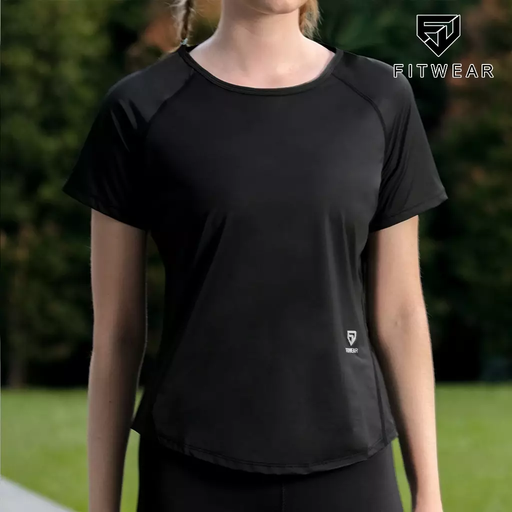 Fitwear Kaos Olahraga Wanita RORRA OVERSIZE DRYFIT BACKMESH - BLACK