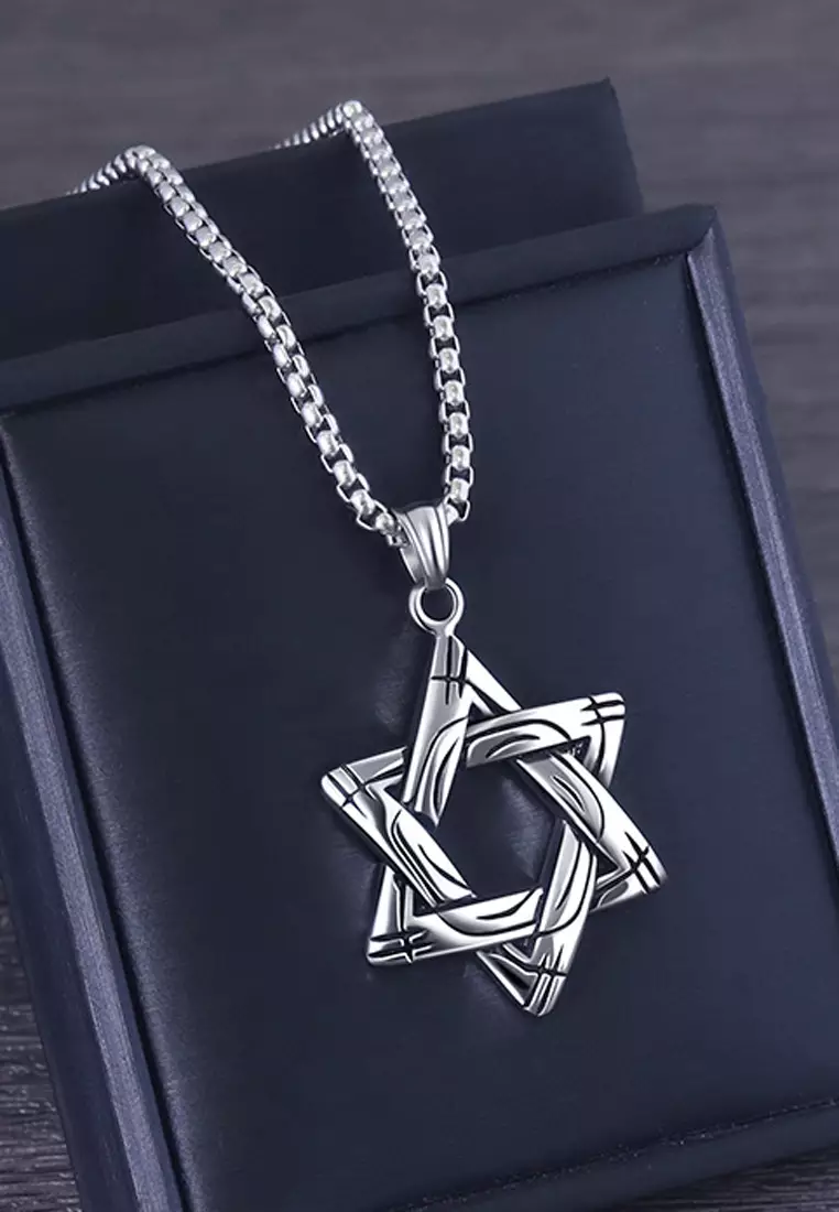 型男六芒星吊墜項鍊