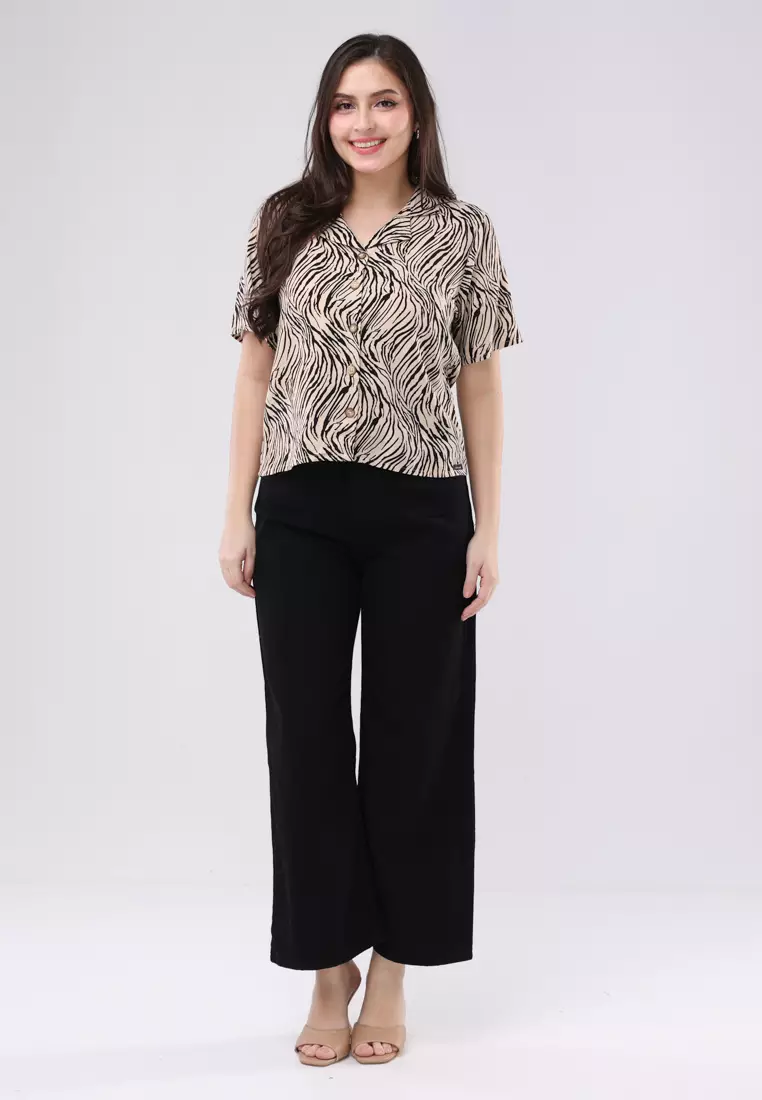 Printed Rayon Short Sleeves Blouse