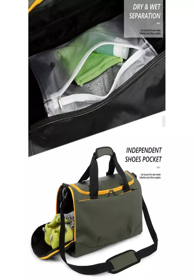 Waterproof Duffel Bag With Shoe Compartment 51x29x25 – Black/Green