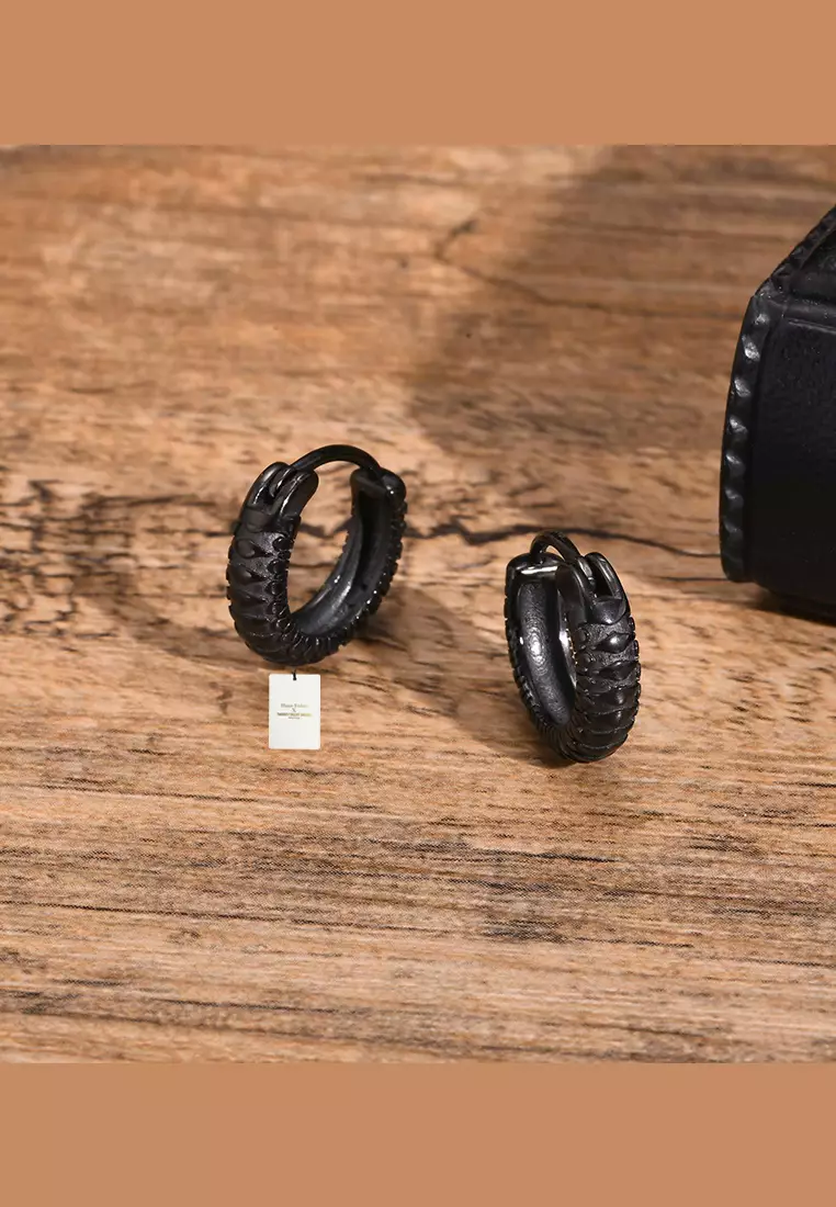 Unisex Stainless Steel Snake Pattern Hoop Earrings JW QX-EH688