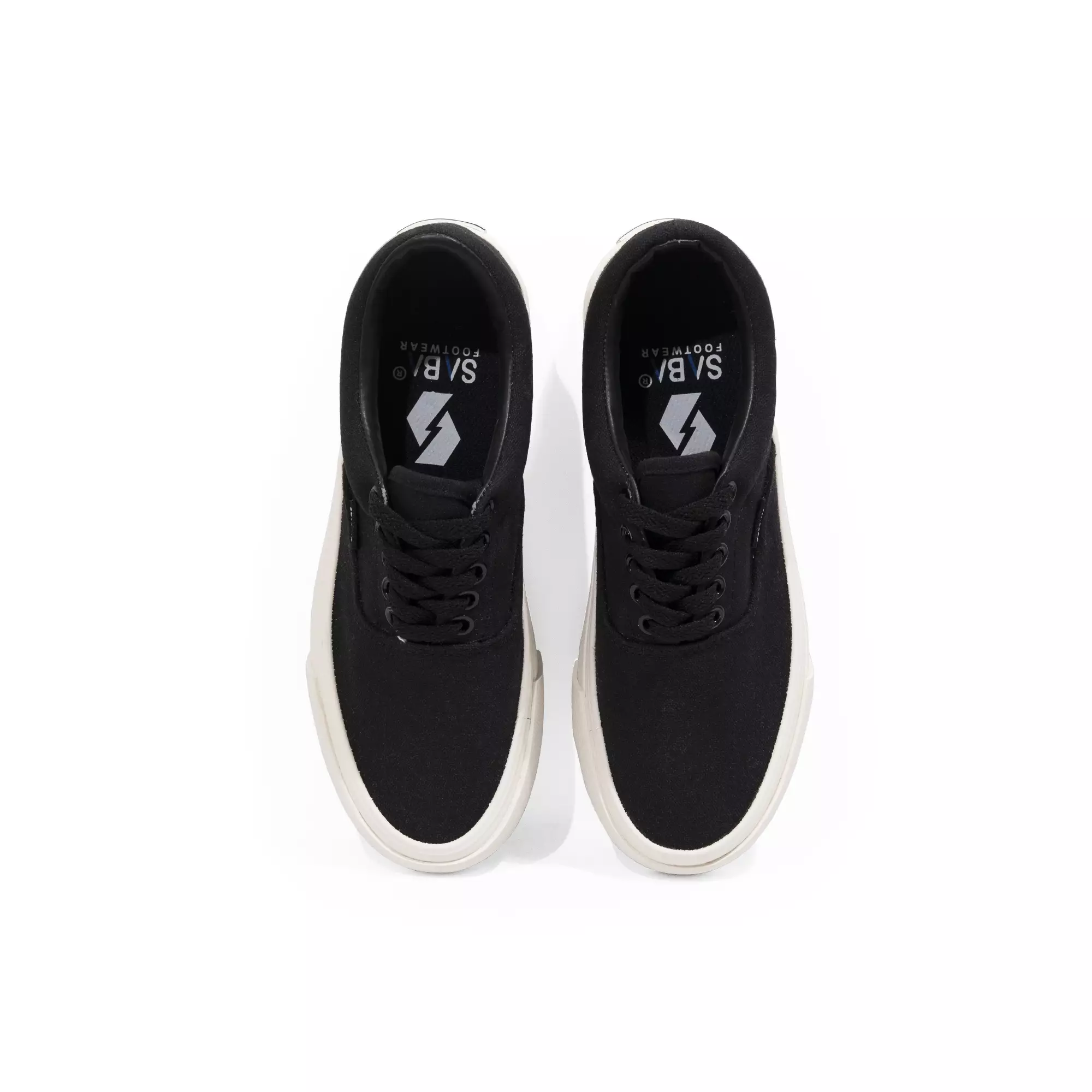 SABA Sykes All Black White - Sepatu Sneakers Casual Pria Wanita