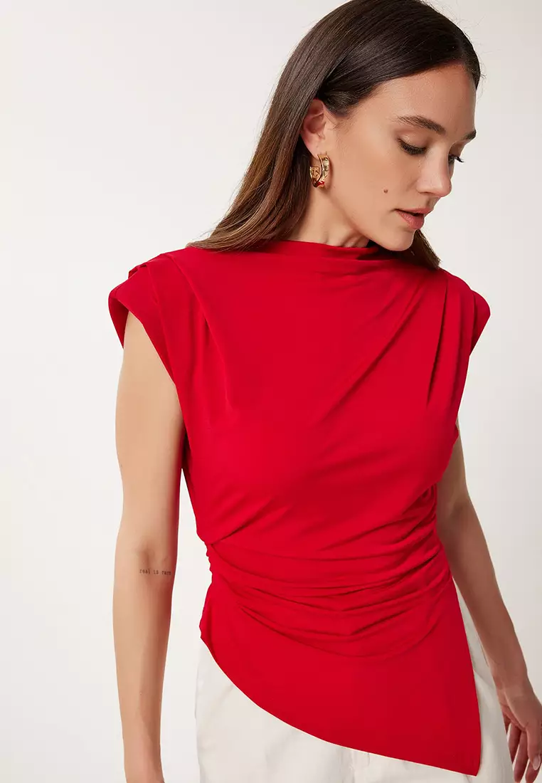 Padded Asymmetrical Sandy Blouse