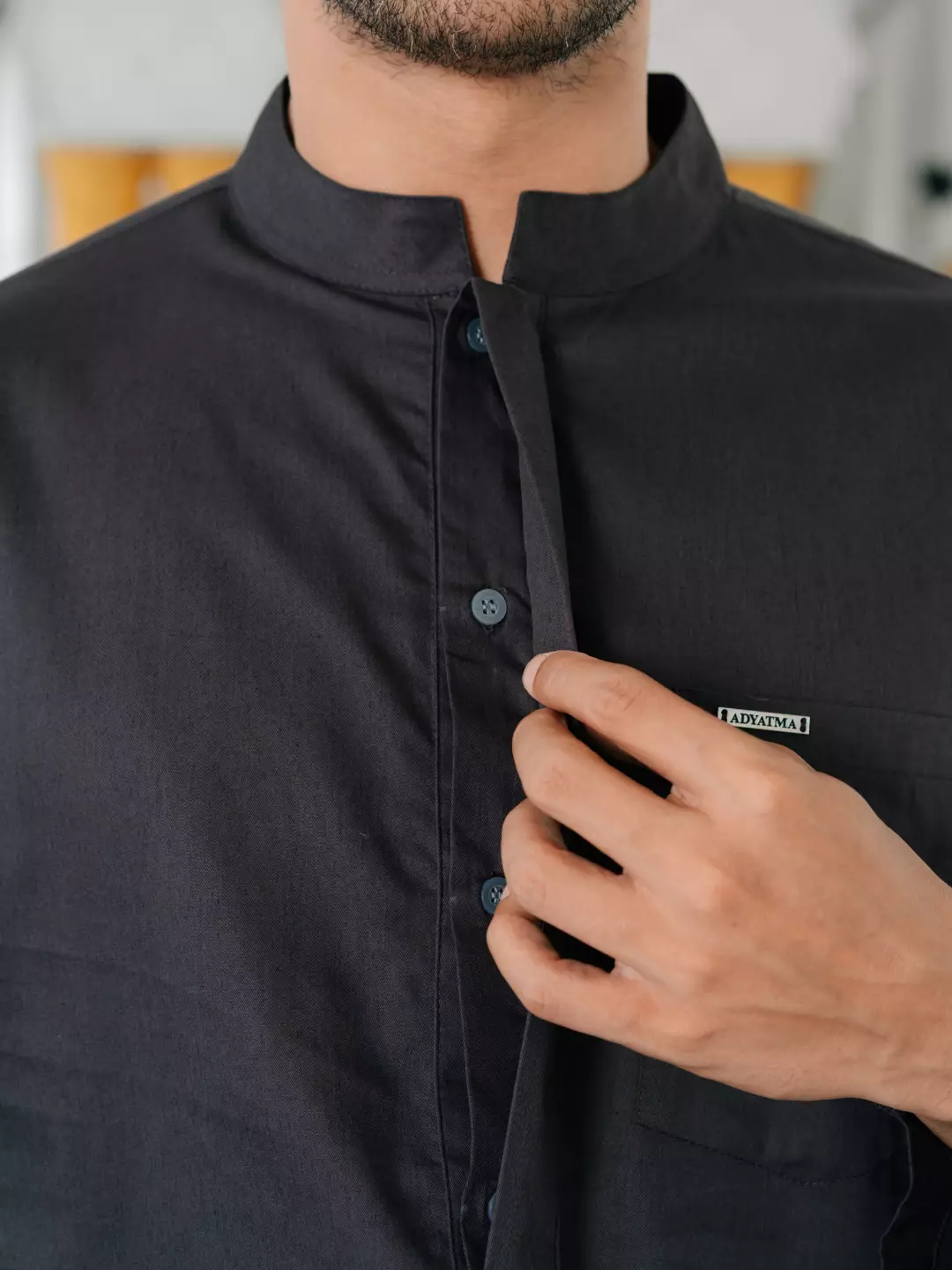 Adyatma Baju Koko Jubah Gamis Pria COTTON COMBED TWILL Dark Grey Regular Fit Baju Muslim Pria Lengan Panjang