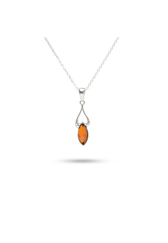 Millenne silver MILLENNE Multifaceted Baltic Amber Heart On Your Leaf Silver Pendant with 925 Sterling Silver 4FDD5AC54995B7GS_1