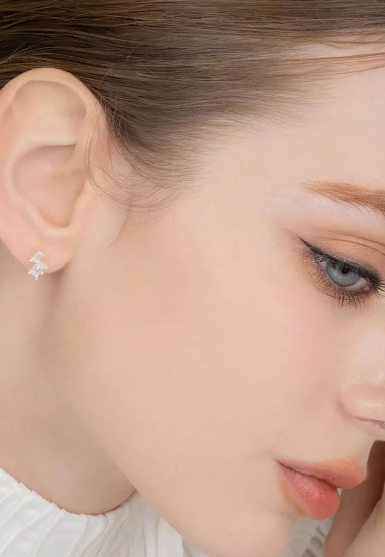 Real silver hotsell diamond earrings
