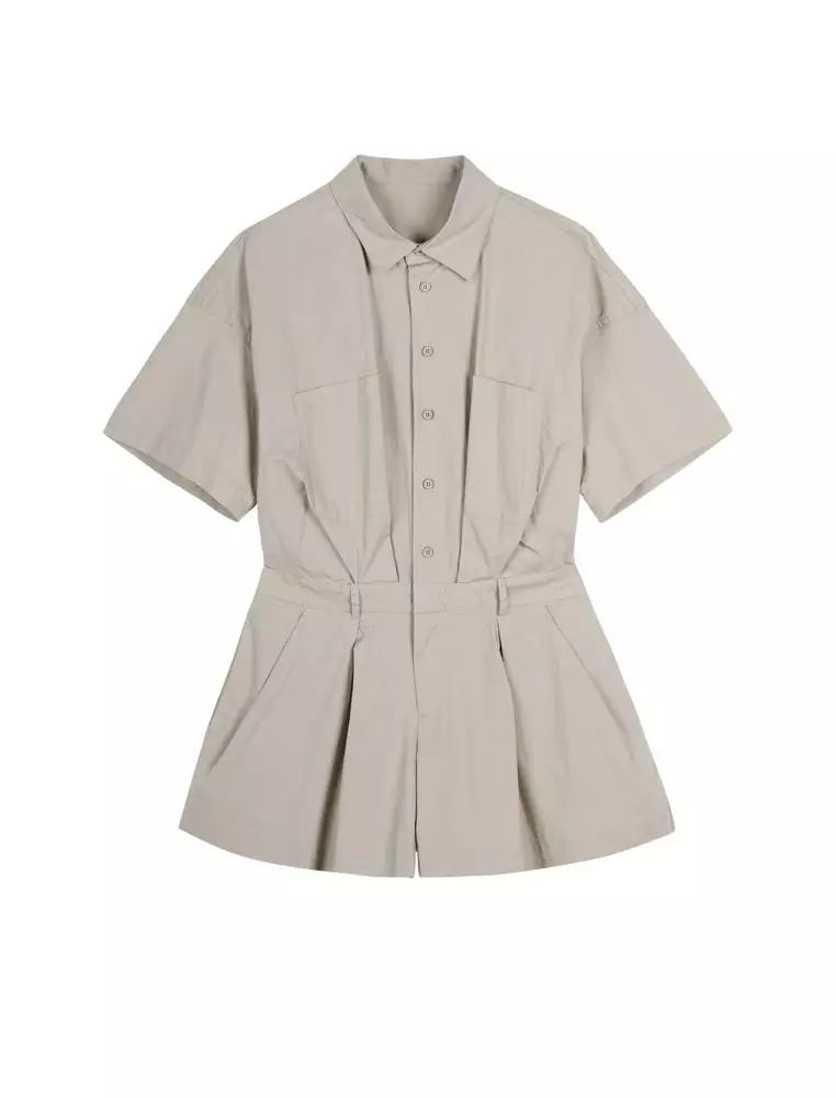 Short Sleeve Collared Utility Jumpsuit