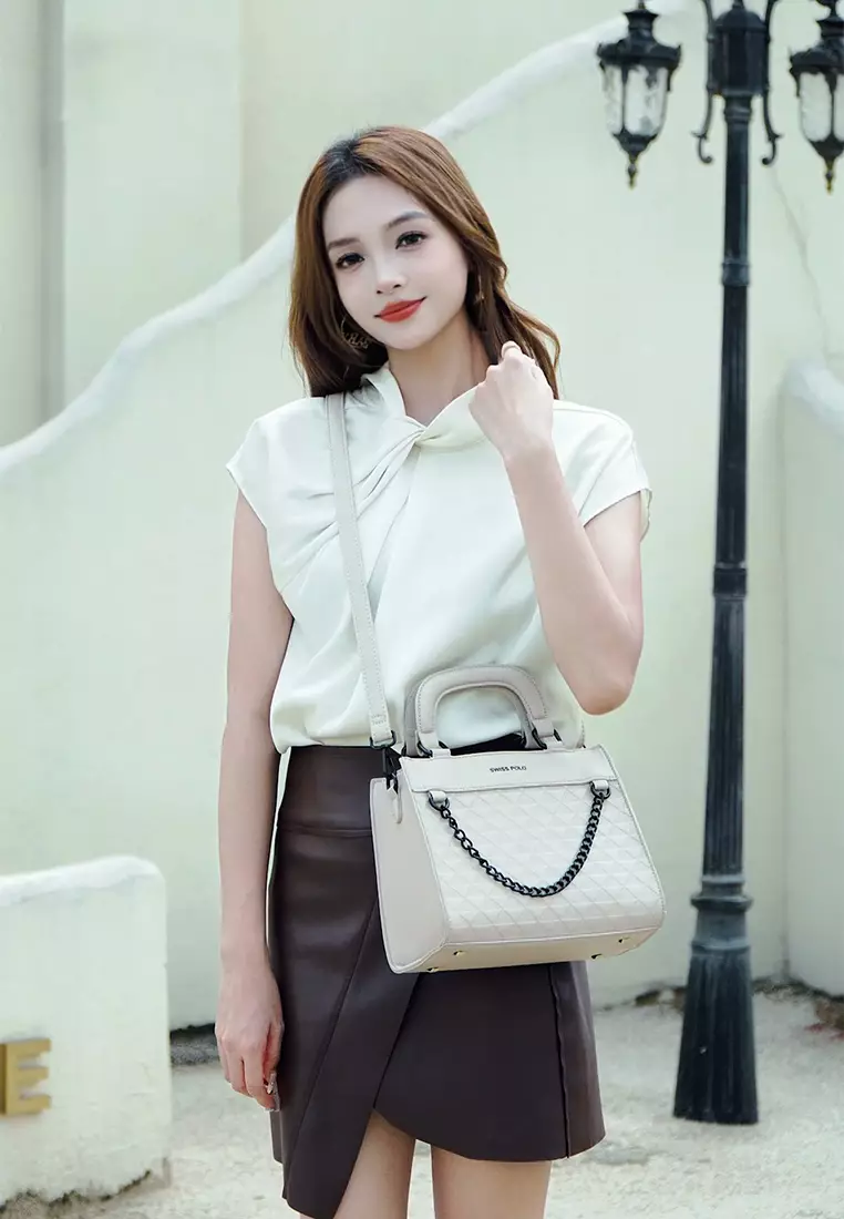 Women's Top Handle Bag / Sling Bag / Crossbody Bag (Tas Selempang / Tas Tangan) - Krem