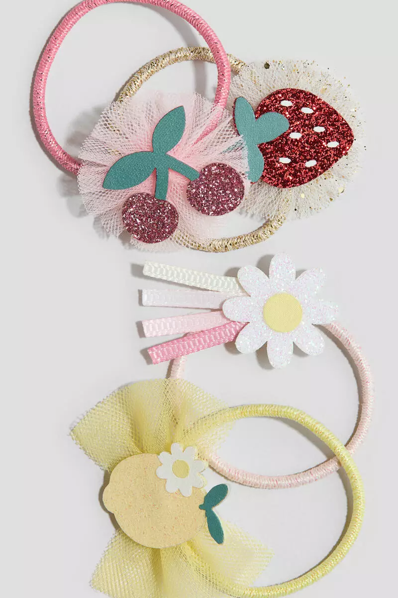 4-pack appliquéd hair elastics