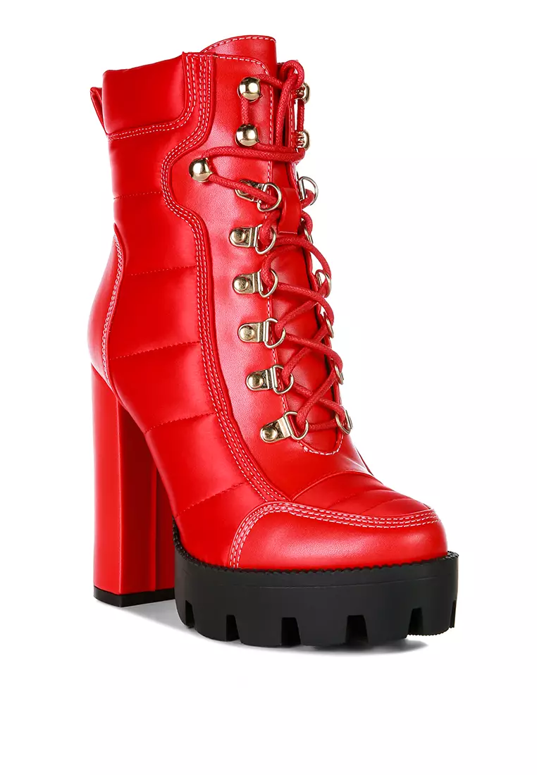 Red best sale satin boots