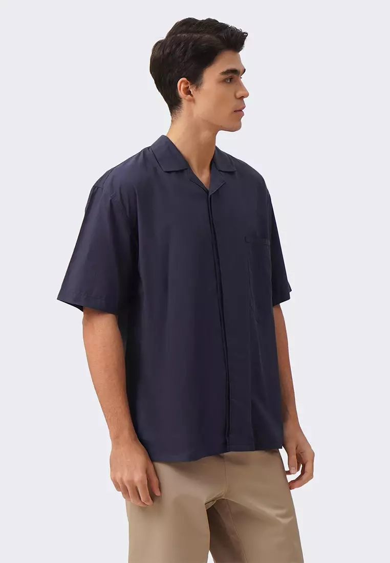 Men's Notch Collar Shirt with Triangle Pocket