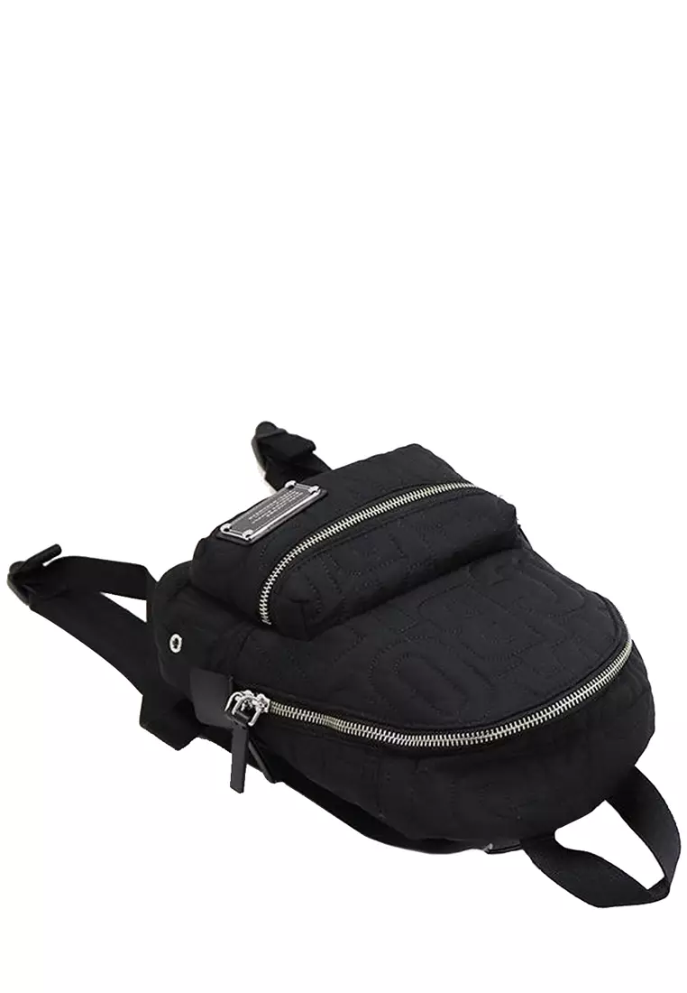 Nylon Jumbled Logo Workwear Small Backpack Bag in Black 4S4HBP002H02