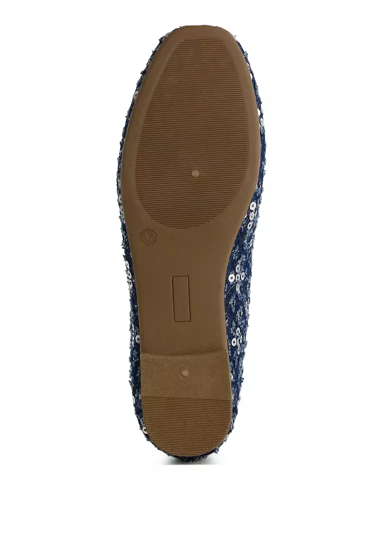 Blue Sequin Ballet Flats