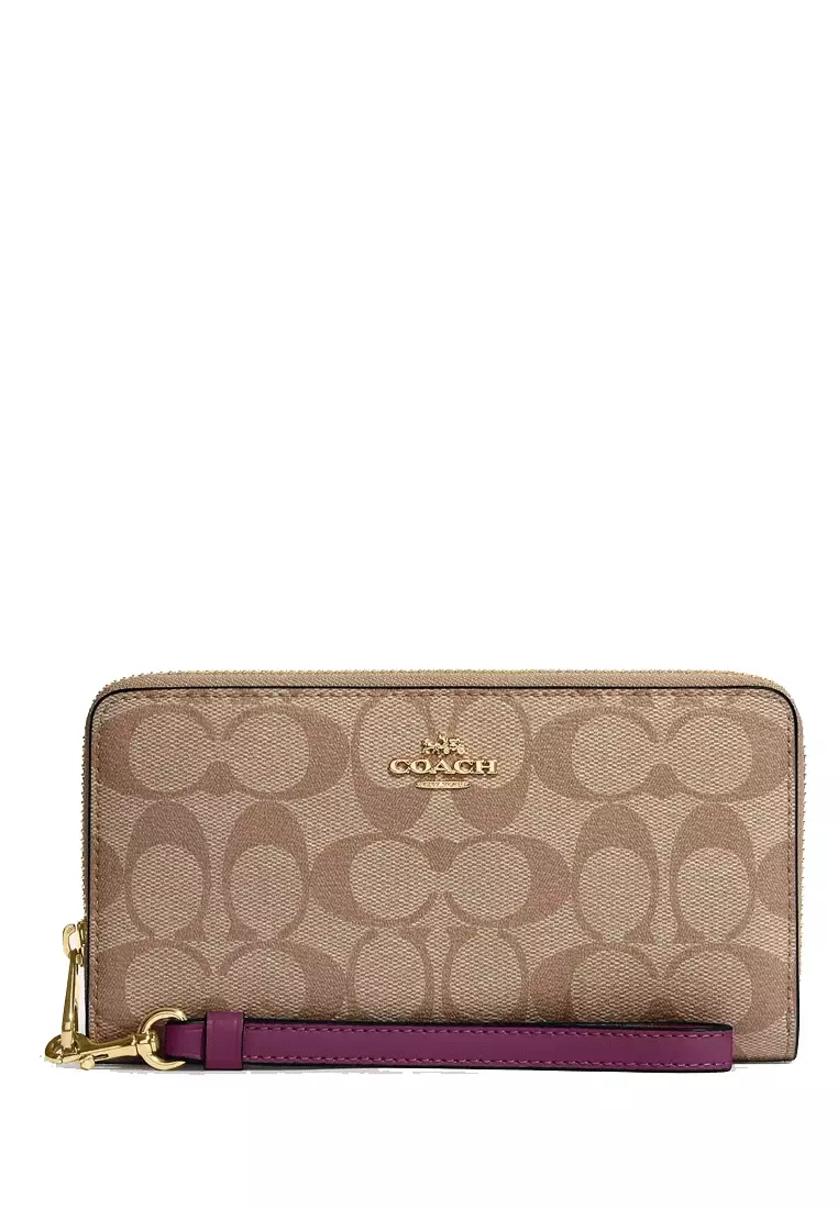 Coach long zip around discount wallet in signature canvas