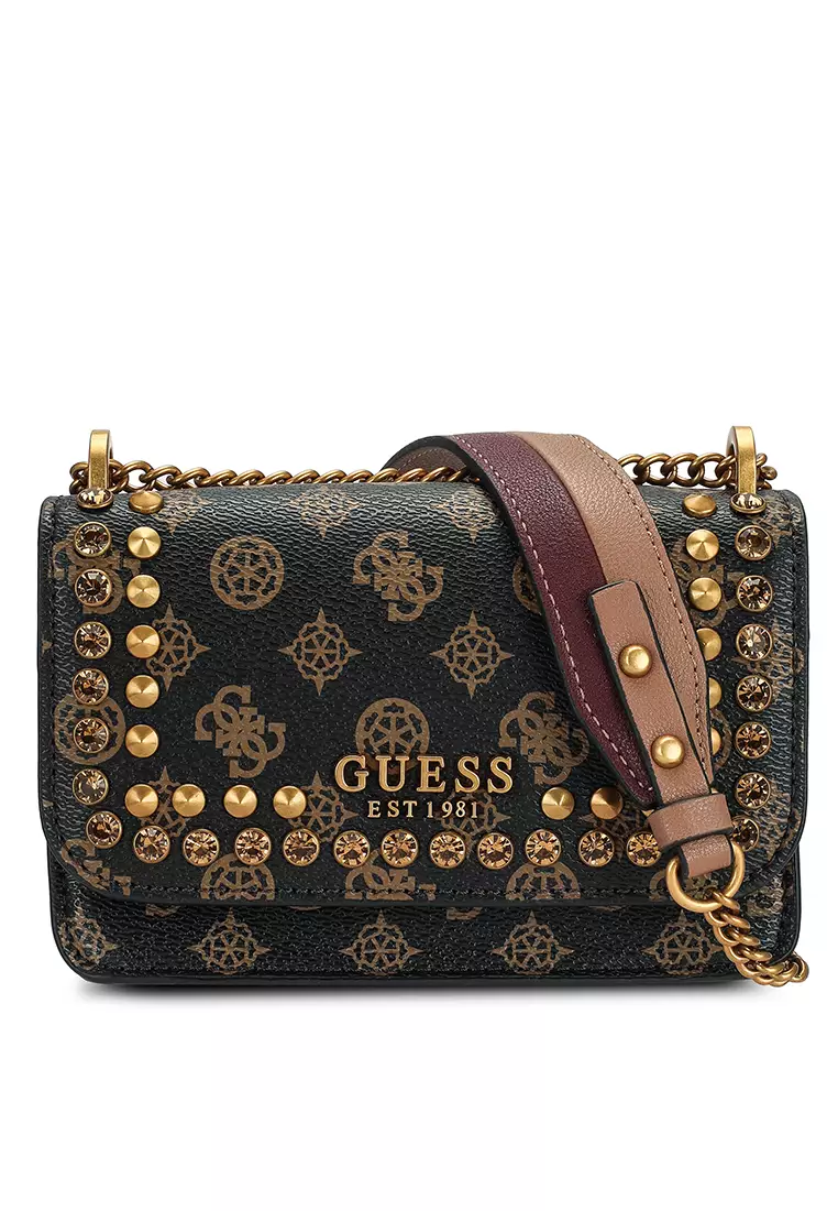 GUESS Rea Mini Monogram Camera Crossbody with Removable Pouch