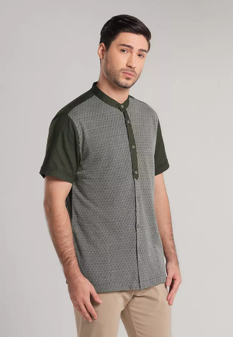 MOC - Kemeja Shanghai Lengan Pendek Pria Burga - Olive