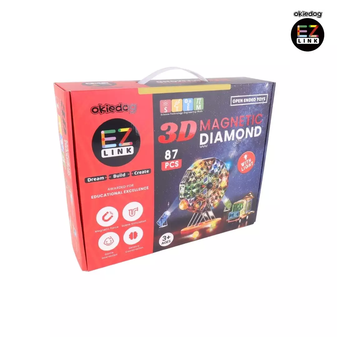 Okiedog EZLINK Magnetic Diamond With Light 87PCS - Mainan Magnet Edukasi anak