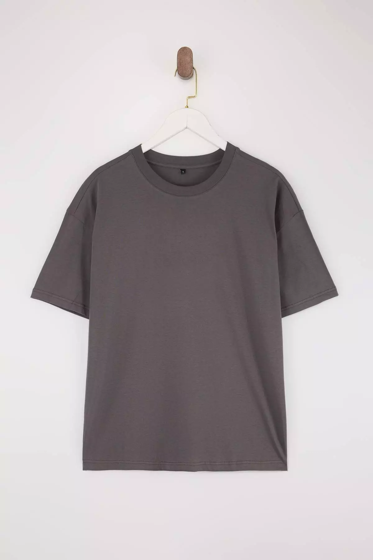 Anthracite Oversized /Wide Cut Back Lion Printed 100% Cotton T-Shirt Tmnss25Ts00117