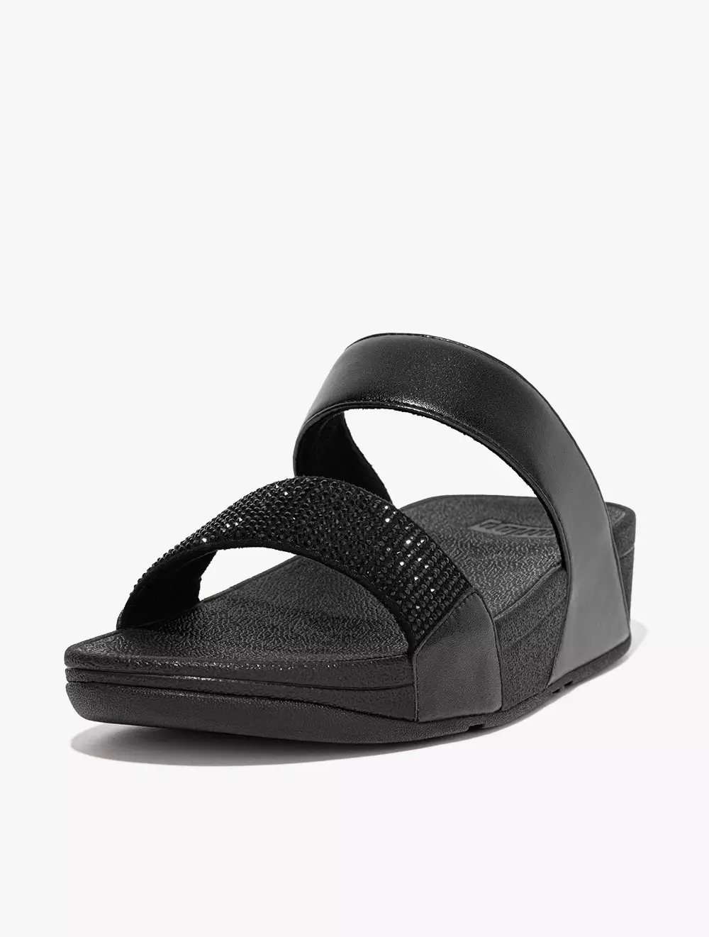 Fitflop Lulu Crystal Embellished Slides Ec4-090 Black - Black