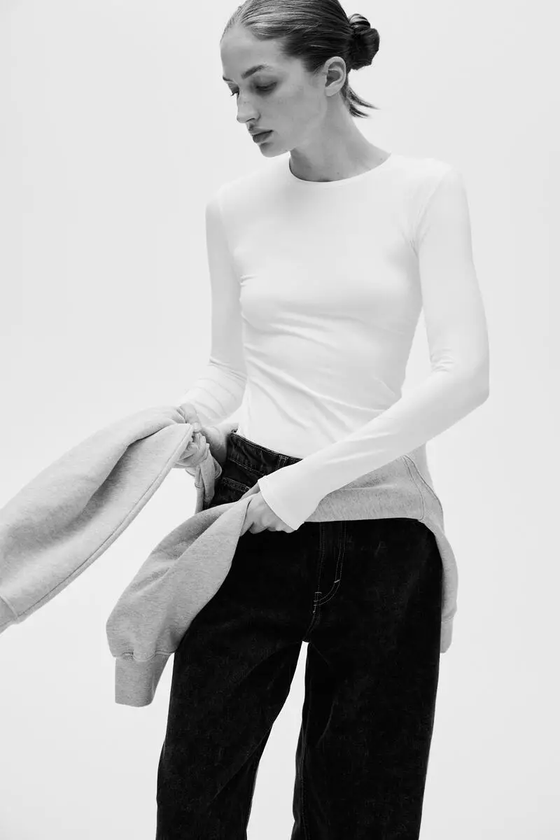 H&M Long-sleeved microfibre top
