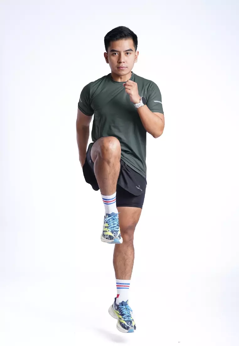 Tiento Jersey Running Zenith Men Baju Kaos Lari Pendek Dry Fit Pakaian Olahraga Pria Anti Bakteri
