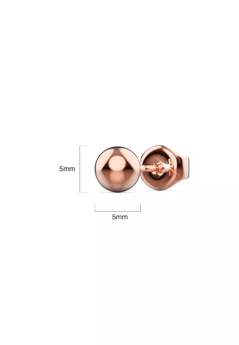 Glitter Ball Stud Rose Gold Layered Earrings 5mm