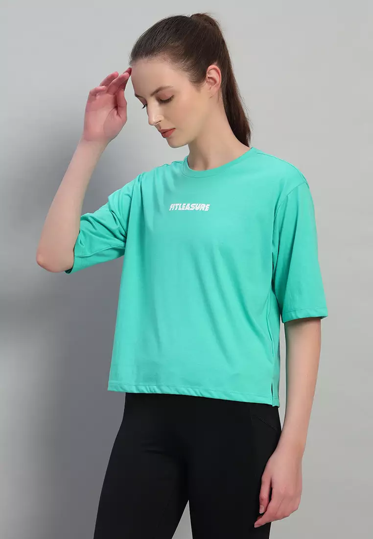 女款大輪廓棉質綠色 T 卹