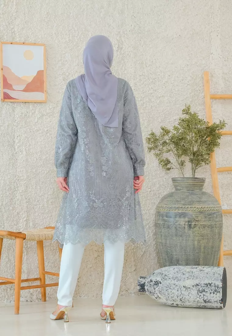 Tunic Grey Brokat Long Sleeve By Brilliant Girl