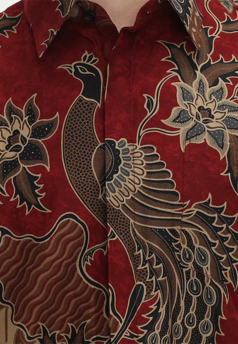 Kemeja Batik Pria Slimfit Rajasanagara - Maroon