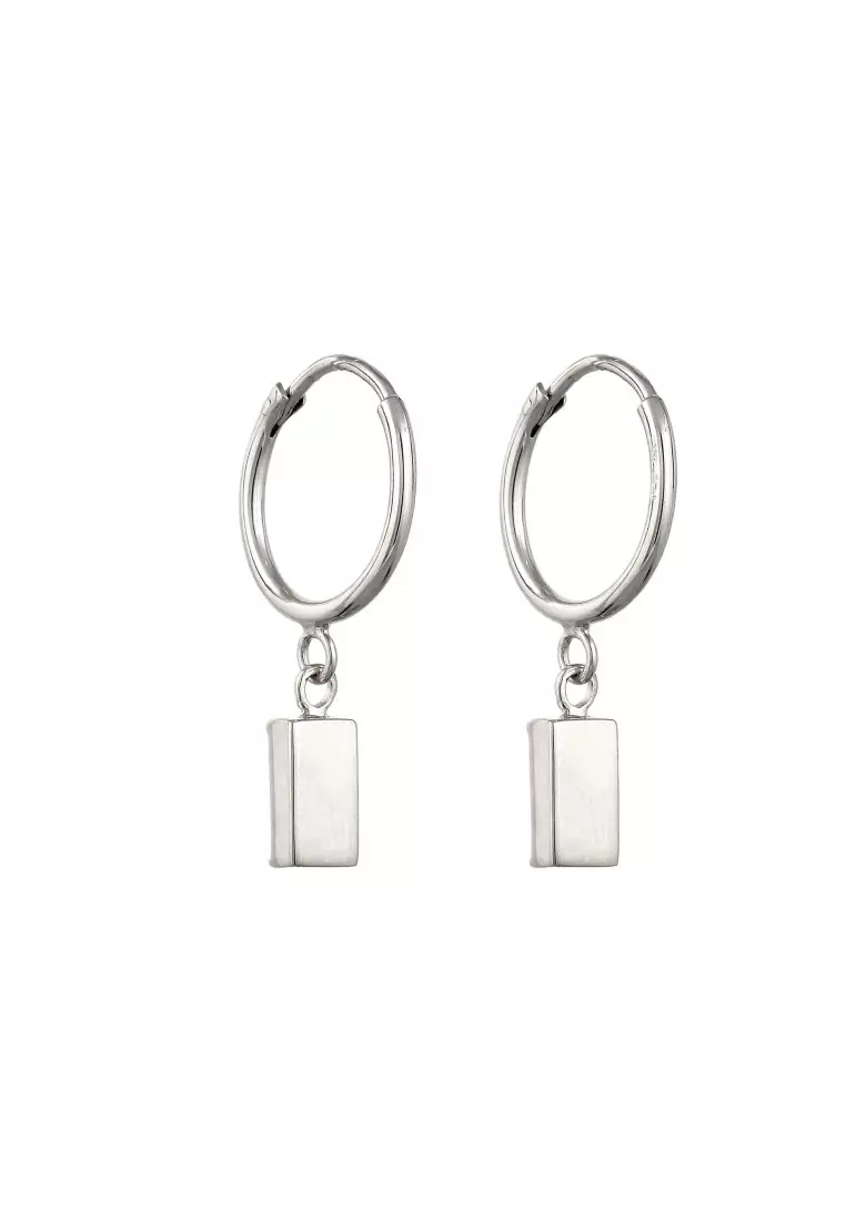 Anting Perhiasan Perak 925 Wanita Creole Rectangle Blue Crystals