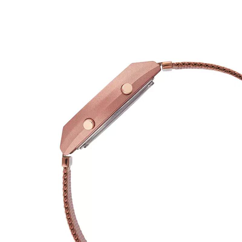Jam Tangan Wanita Casio General B640WMR-5ADF B640 Youth Vintage Digital Dial Rose Gold Mesh Band