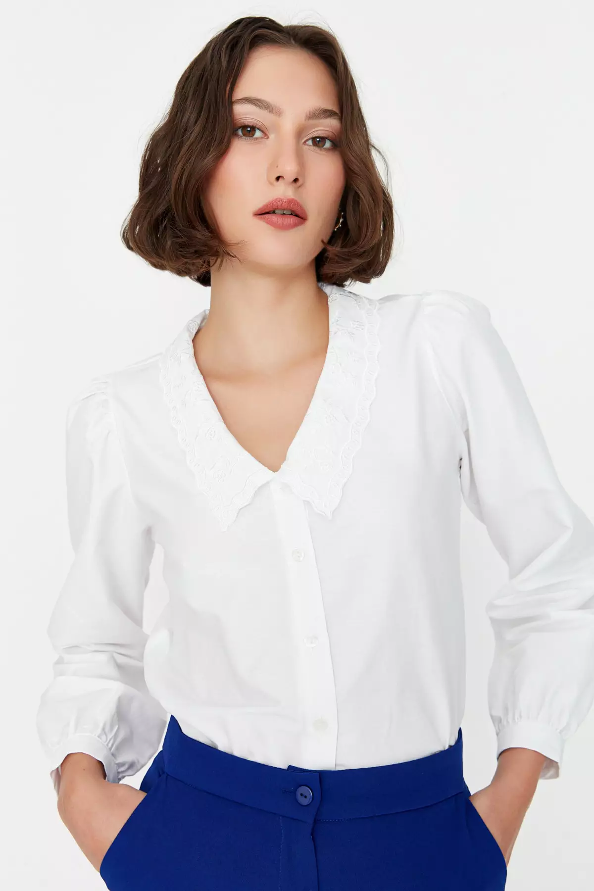 Embroidered Collar Detail Blouse