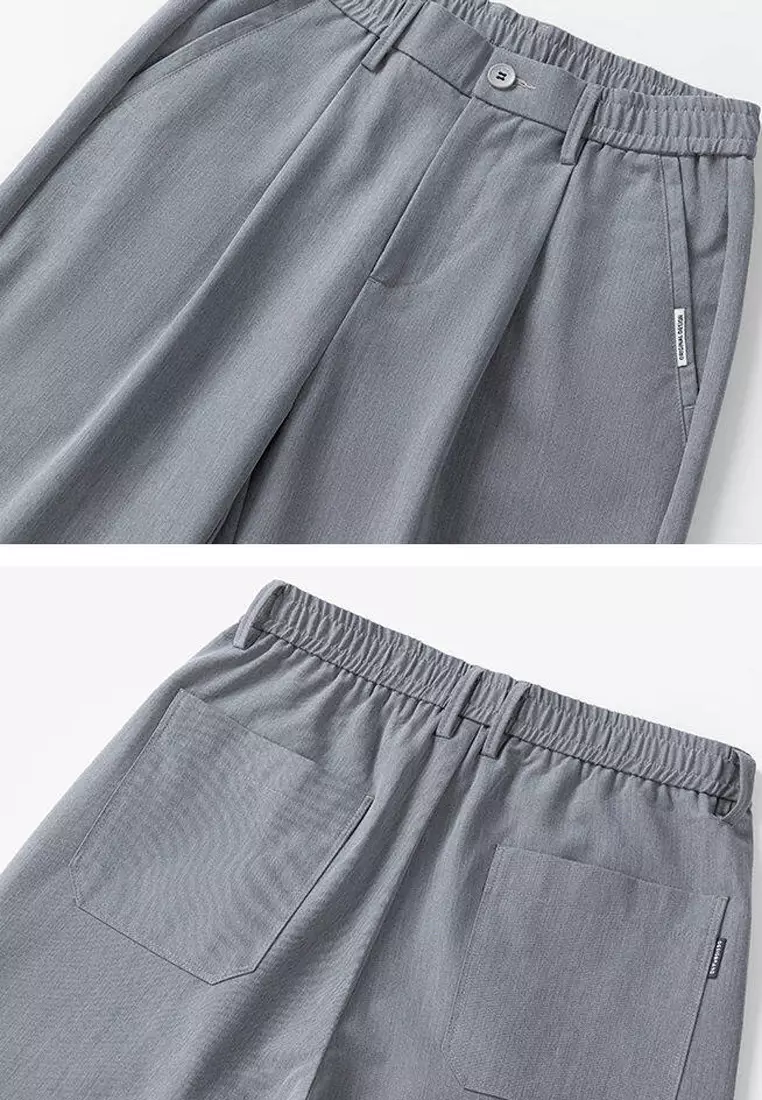 彈性腰圍修身西褲