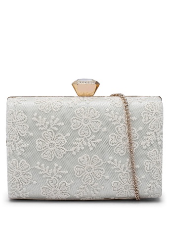 Forever New white Joni Embellished Metal Frame Clutch C41DEACF3388C2GS_1