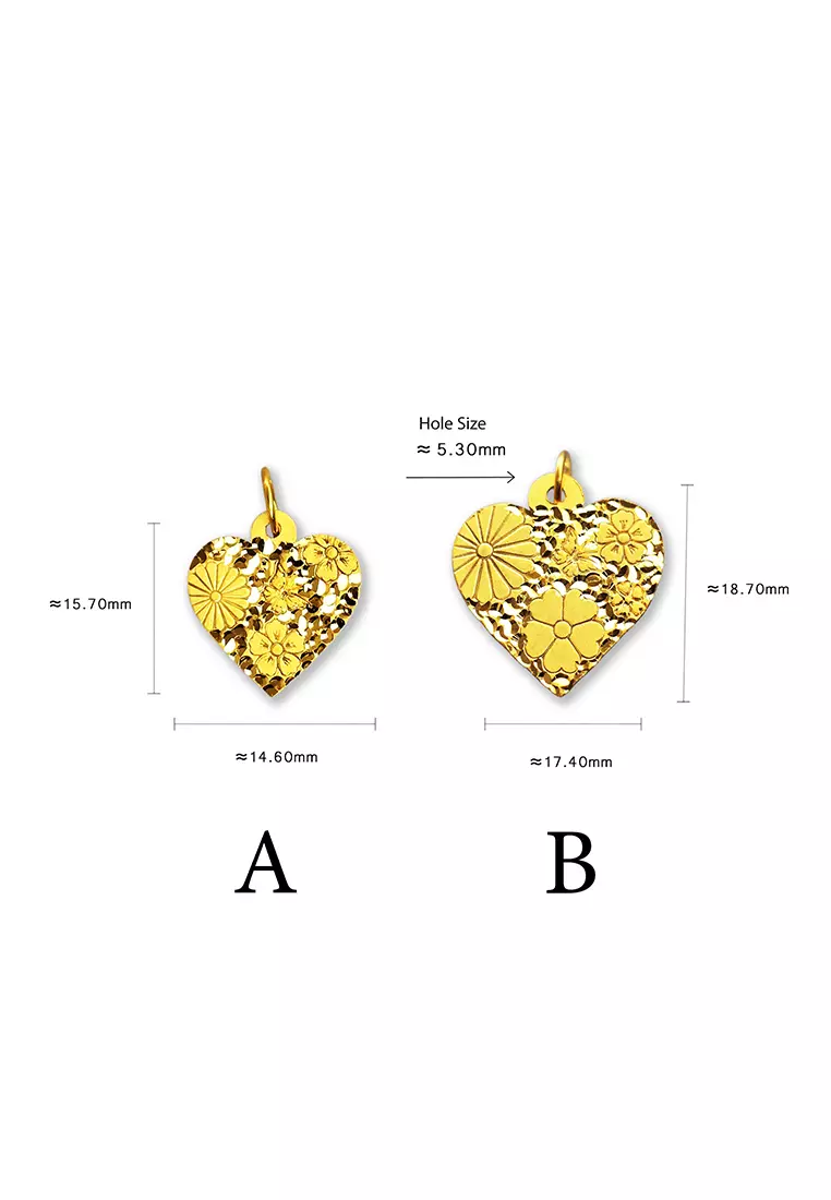 375/9K Gold Shattered Ice Love Pendant B297 (L Size)