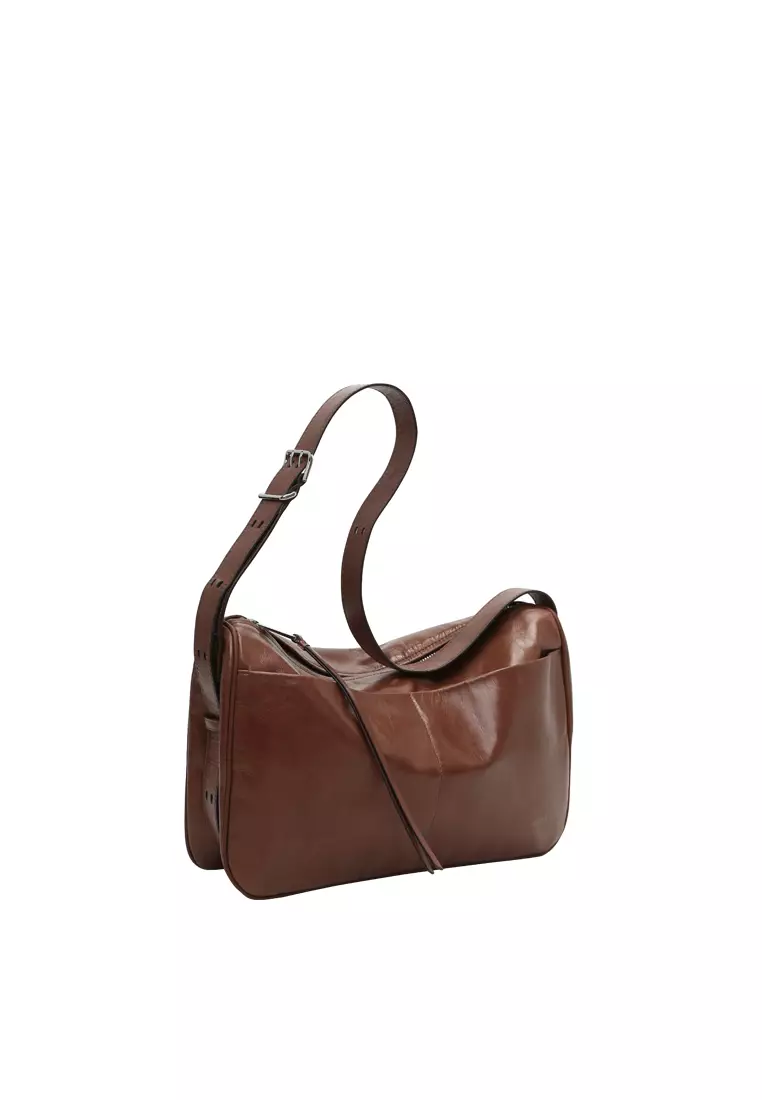 Slip Pockets Shoulder Bag - Caramel