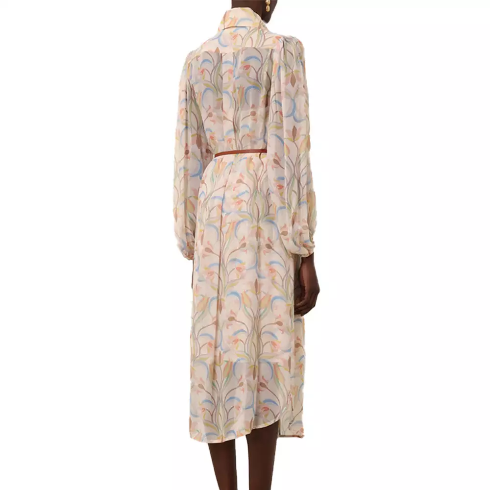 Pavilion Elasticated Cuffs Midi Tunic Dress Sage Venus Lily